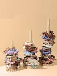 1pc Modern Bamboo Tissue Paper Holder, Tabletop Storage Accessory, Minimalist Design, Durable, Space-Saving, Suitable For Kitchen And Bathroom Storage, Applicable For Kitchen, Dining Room, Living Room And Daily Home Use, Can Hold Tissues, Hair Ties, Headbands And Hair Clips, Also Can Be Used As Jewelry Stand For Bracelets And Necklaces, Great Gift Idea - Multicolor - View 6