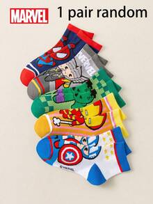 1/5/10 Pairs Marvel Socks Set, Spider-Man, Iron Man, Hulk, Thor Pattern Kids Socks, Ruffle Socks, Black & White Striped Crew Socks, Girls & Boys Soft Breathable Non-Slip Ankle Socks - Multicolor - View 15