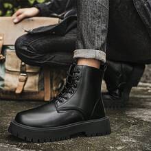 Men's Thick Sole Boots, New Retro British Style Increased Height Ankle Boots, Versatile Streetwear Work Boots
