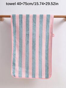 3/1pc Coral Fleece Absorbent Striped Bath Towel/Washcloth, Soft Quick-Dry Face Towel, Beach Towel, Super Absorbent Microfiber Suitable For Bathroom, Hotel, Gym, Travel, Gift, Salon, Sports, Outdoor, Beach, School, Back To School, Travel Accessories, Home Essentials, Towel, Skin Care