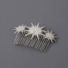 Large And Small Diamond-Studded Starry Sky Vintage Hair Comb Alloy Women's Butterfly Hair Accessory Hair Comb European And American Cross-Border Manufacturer - 銀色 - 查看 2