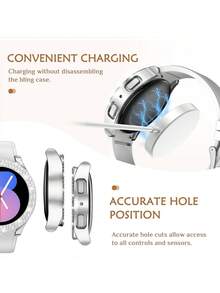 4件套闪亮钻石表壳，兼容三星Galaxy Watch Series 4/5/6/7，40mm和44mm表壳，镶嵌两排水钻，防震，硬质PC镂空表壳，时尚优雅的女士表壳，佩戴舒适方便，触感灵敏，四色组合套装。 - 透明+粉紅+玫瑰金+黑色 - 查看 5