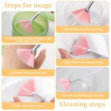 3/15pcs Practical Facial Brushes Fan Makeup Brushes Soft Portable Mask Brushes Cosmetic Tools For Women Ladies Girls - Multicolor - View 7