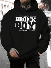 Men's Outdoor Sweatshirt, New Autumn-Winter Collection 2026, New Custom Casual Sweatshirt With New York Letter Print, Fashionable Drawstring Hoodie, Comfortable And Versatile Long Sleeve Top (Ling Moyun Selection), Comfortable Everyday Wear, Fashion And Outdoor Activities. - 黑色 - 查看 6