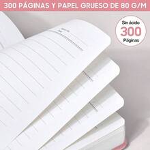 Cuaderno de Notas Personalizado con 300 PGinas Para Escribir, Cuaderno para Notas A5 Con Rayas Gruesas y Papel De 80 GSM, Diario para Mujeres y Hombres, 5. 8.4 inch, Color Negro - Rosa - Ver 5