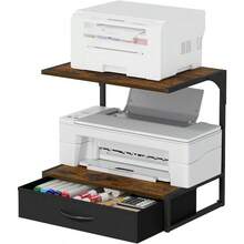 Printer StandsSoporte para impresora con almacenamiento para computadora con cajón de tela soporte para impresora de computadora organizador para oficina en casa mesa de impresora sobre y debajo del - caféVarillaindividual - Ver 1