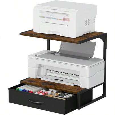 Printer StandsSoporte para impresora con almacenamiento para computadora con cajón de tela soporte para impresora de computadora organizador para oficina en casa mesa de impresora sobre y debajo del