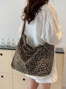 Summer Large Capacity Commuter Tote Bag, New Leopard Print Fashion Casual Shoulder Crossbody Bag, Real Product Photography May Have Color Difference Due To Lighting And Display Variations - Brown - View 4