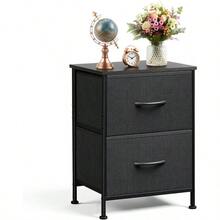 Office Furniture SetBuros para recamara Burós Mesa de Noche con 2 cajones Organizador de Tela para vestidor para Dormitorio Armario Pasillo guardería Mesa Auxiliar Mueble Lateral Negro - negro - Ver 1