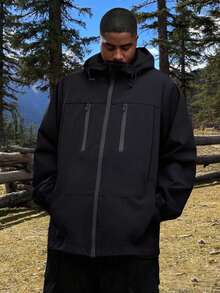 (Early Spring/Summer Release) New Men's Fashion Casual Plus Size Hooded Zip-Up Jacket Black Sports - Black - View 1