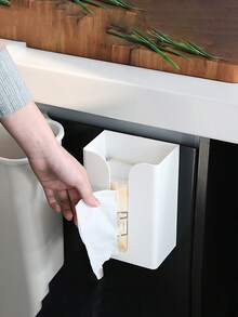 1 pièce Boîte de mouchoirs murale, créativité sans perçage pour salle de bain, toilettes, salon, cuisine, support multifonction pour essuie-tout, convient pour diverses boîtes de mouchoirs de petite à moyenne taille - multicolore - Voir 3