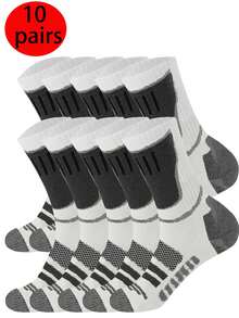 10/5/1 Pares de Meias Esportivas Crew para Homens, Adequadas para Homens e Mulheres em Corrida, Fitness, Basquete, Caminhada, Ciclismo, Esportes ao Ar Livre, Confortáveis, Respiráveis, Duráveis, Meias Esportivas Crew Neutras Antiderrapantes e Absorventes de Choque - Multicolorido - Visão 6