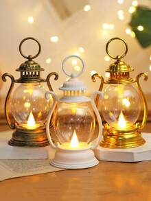 1 pieza Linterna LED vintage de mano (con batería), linterna LED de decoración de mesa interior, linterna de decoración del hogar, linterna LED de decoración para boda, fiesta, vacaciones, campamento, decoración de armario - Huang Guang - Ver 2