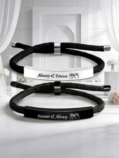2pcs/Set Valentine's Day Shrink Bracelet, Couple Bracelet, Valentine's Gift For Girlfriend And Boyfriend