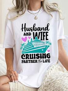 Camiseta de crucero para marido y mujer, camiseta de crucero de aniversario, camiseta de crucero para parejas de San Valentín, camiseta de crucero de San Valentín, camiseta de crucero linda - Blanco - Ver 1
