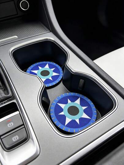 Devil's Eye Car Cup Holder Pad, Vintage Personalized Anti-Slip Heat-Resistant Car Interior Cup Mat Decor Accessories