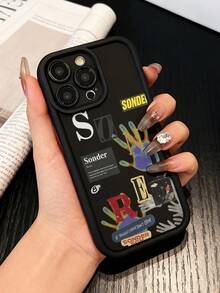 Sonder Hand Phone Case Artistic Typography Style For IPhone 17 16 15 14 13 12 11 Plus Pro Max. Express Yourself With A Unique And Creative Design A Thoughtful Gift For The Stylish Individual. - 黑色 - 查看 2