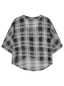 2026春夏格子印花女士休闲短袖衬衫 - 黑色 - 查看 5