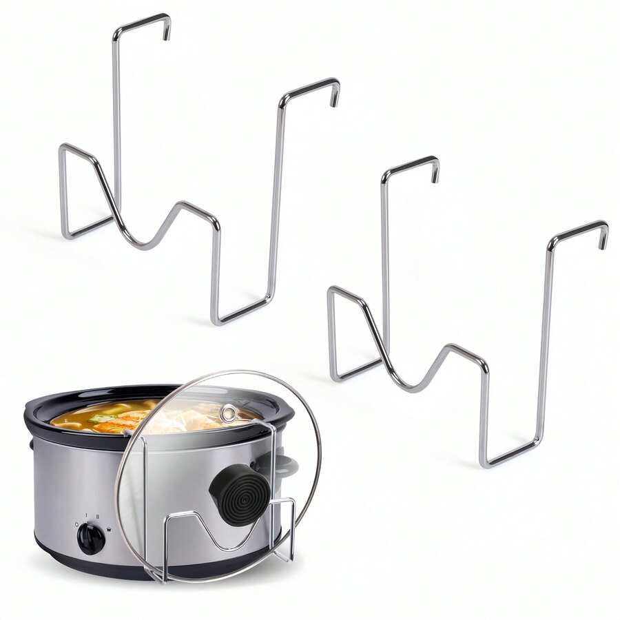 1 pieza Soporte para tapa de olla de acero inoxidable, diseño de sobremesa, ideal para la cocina del hogar, almacena y accede fácilmente a las tapas de las ollas, mantiene el mostrador organizado, regalo perfecto para Navidad o Ramadán, solución de almacenamiento de cocina, artículo esencial para el hogar - Multicolor - Ver 1