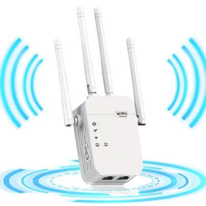 Home WiFi Signal Extender - 1200Mbps Dual-Band, Covers 12,850 Square Feet And 108 Devices, Internet Booster With Ethernet Port, Easy Setup