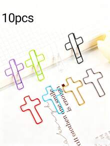 10/20/30/40/50pcs Cross-Shaped Metal Coated Paperclips - Premium Folder, Bookmark, And Document Organizing Office Supplies, Available In Multiple Colors, Suitable For Offices, Schools, Learning Environments, Etc. - Multicolor - View 8