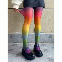 1 Pair Rainbow Color Polyester Tights, Suitable For Dates, Birthdays, Parties, Performances, Singles' Parties, All Seasons - 彩色 - 查看 1