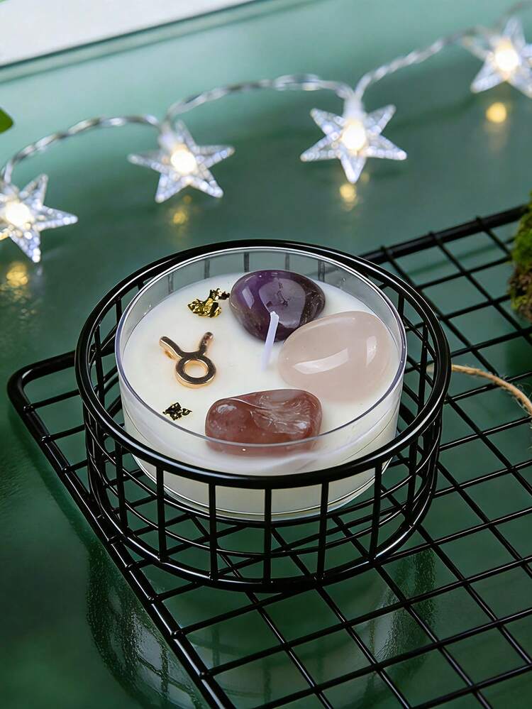 1 pieza Vela aromática de cristal con tema de los 12 signos del zodíaco, de cera de soja natural con aroma a lavanda, decorativa, adecuada para fiestas y regalos - Multicolor - Añade 11