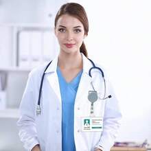 Pinza retrctil para porta credencial - Clip de carretes de de enfermera Clip de placa de identificacin porttil para mochila, bolso, llavero, bolsillo, material escolar para profesores, estudiante - Gris - Ver 3