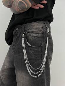 1pc Minimalist Multi-Layer Chain Belt, Gold Color Waist Accessory, Suitable For Men And Women For Daily Wear, Party And Date, Can Be Jewelry Gift - Multi-layered Chain Trousers - View 5