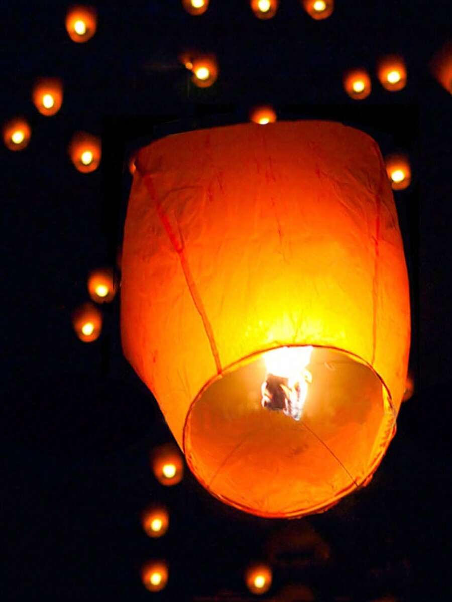 20/10/5/3pcs Pure White Wish Lights, Paper Lights/Sky Lights/Wish Lights, Made Of Flame-Retardant Materials, Write Wishes On The Lights And Release Them Into The Sky - Multicolor - View 1