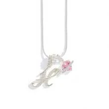 1pc Customized Dainty Luxurious Cream-Inspired Hypoallergenic Pink Heart & Floral 26 English Letter Necklace, Family, Friends, Couples, Valentine's Day, Party, Proposal, Jewelry Gift For Her - White - View 26