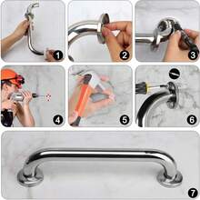 1pc Stainless Steel Grab Bar, Shower Grab Bar, Bathroom Grab Handle, Bathtub Grab Bar, Handrail, 19.69/15.75/11.81 Inches - Multicolor - View 4
