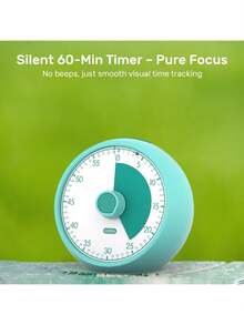 60分钟可视计时器，适用于儿童、教室、办公室、厨房、桌面时间管理，静音运行，纯色设计 - 彩色 - 查看 5