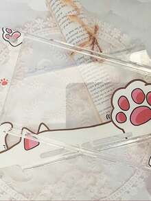 1pc Crystal Protective Case For Nintendo Switch Lite, Animal Crossing Cat Paw & Sausage Dog Pattern - Multicolor - View 5