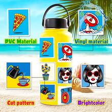 56pcs/Set Pop Art Stickers, Red Blue And Yellow Pattern Sticker Pack, Creative Decals For Festivals Cheering And Party, Decorative DIY Gifts, Artistic Stickers For Diary, Laptop, Notebook, Water Bottle, Phone Case, Aesthetics Stickers For Teens Adults, School Supplies - Multicolor - View 5