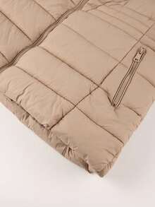 Tragen Sie diesen Winter unsere Damen Große Größen Daunenjacke mit Kapuze, warm und bequem - perfekt für Outdoor-Abenteuer, und sie hat Taschen! - Aprikosenfarben - Übersicht 10