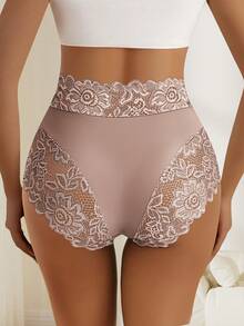 QUASTI 3-Pack Women's Mid-Waist Briefs Sexy Lace Print Design Comfortable Fit Skin-Friendly Breathable S-XXL Sizes Available - 彩色 - 查看 5