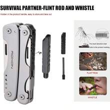 ROXON S803E Flash Multitool con 20 funciones que incluyen alicates fuertes varilla de pedernal y cuchillas bloqueables de tamaño completo para herramienta de supervivencia esencial para exteriores - Gris - Ver 4
