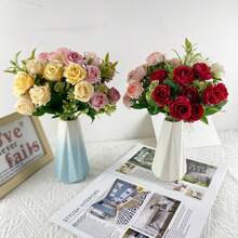 Hot Factory Direct Valentine's Day 10 Heads Korean Style Fresh Rose Artificial Flowers Home Decoration Wedding Photography Outdoor Camping Display