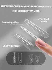240 Stücke Wassertropfen-Ballett-Ovale Nagelspitzen, Sandwich-Design 120 Stücke Oberteil + 120 Stücke Unterteil, Acryl-Gel Schnell-Nagelextension, kreative Nail-Art DIY-Werkzeuge - Transparent - Übersicht 5