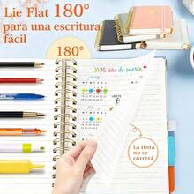 Libretas Pasta Dura, 300 Pginas con 5 Separadores Extrables de PVC y Bolgrafo Metlico, Espiral, Cuadernos Pasta Dura, para Apuntes de Trabajo, Hogar y Material Escolar Negro - blanco - Ver 5