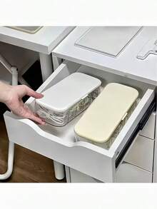 Compact Desktop Cable Organizer, Suitable For Home And Office, Accommodates Various Cables And Chargers. Dual-Layer Design With Adjustable Dividers. - White - View 5