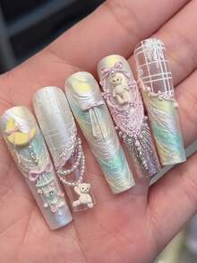 1个透明硅胶模具，可用于DIY美甲、月亮、泰迪熊、烛台、领结、窗帘、甜点、蛋糕装饰