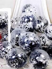 10pcs Black Activity Party Decoration Balloons Birthday First Birthday Opening Atmosphere Setup Balloon Set Romantic Confession Proposal Express Love Girlfriend Rose Red Black Sparkly Transparent Latex Valentines Day Back To School Advanced Atmosphere - 黑色 - 查看 2