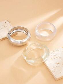 1件波西米亚几何弧形树脂手镯，奢华休闲派对女士情侣婚礼节日百搭珠宝树脂手镯礼物（树脂存在轻微瑕疵和颜色差异属于正常现象） - 手鐲 - 查看 8