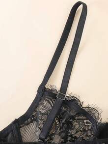 2 pièces Soutien-gorge sans armatures sans rembourrage à fleurs en dentelle mode femme - Multicolore - Voir 6