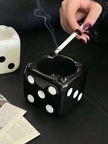 Ceramic Dice Ashtray, Suitable For Home And Outdoor Use, Novel And Unique, Can Be Used As A Cigarette Ashtray, Portable Ashtray, Applicable For Car And Dining Table - Multicolor - View 6