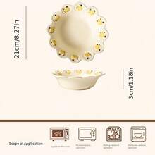 Handpainted Embossed Ceramic Dinnerware, Fashionable Tableware, Deep Plate, Bowl, Straw Hat Bowl, Fruit Embossed Design, High-Quality Premium Dinnerware, Kitchen Household Tableware, Fruit, Snack & Salad Plate, Soup Bowl, Suitable For Family Gatherings, Parties, Home, Restaurant And Cafe - Multicolor - View 8