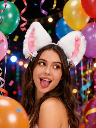 Anime kattöronhårband, djurhårband med konstgjord päls och kattöron, elastiska håraccessoarer med klockor, rävkattöron anime rollspel, söta plyschhårband med rosett, sexiga rävöronhårband, klädaccessoarer och rekvisita, mycket lämpliga för jul, halloween, maskeradbaler, fester, karnevaler, föreställningar etc.