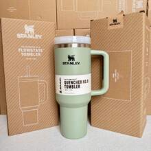 Stanley H2.0 Tumbler With Handle And Straw 40 Oz | Flowstate 3-Position Lid | Cup Holder Compatible For Travel | Insulated Stainless Steel Cup - Màu xanh Bạc hà - Xem 2